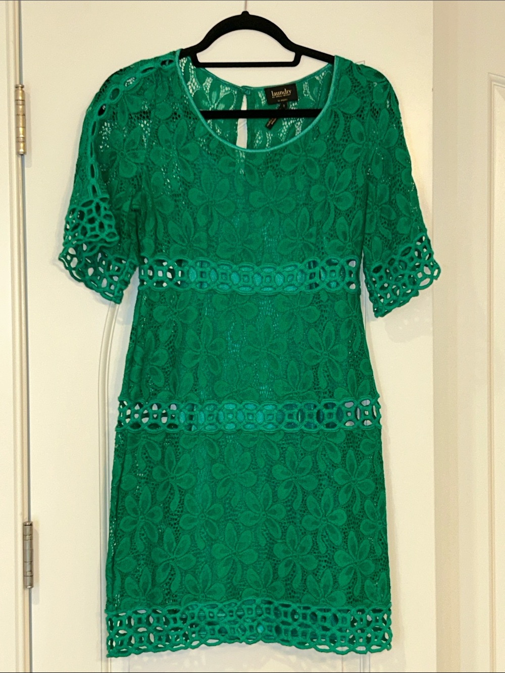 Laundry By Shelli Segal Emerald Green Lace Mini Dress
